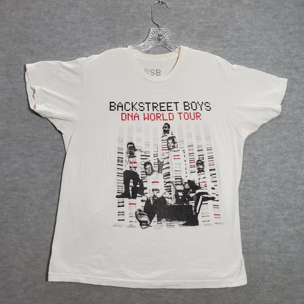Backstreet Boys Women‎ Top Large White Shirt DNA World Tour Concert Music READ